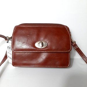 NEW Giani Bernini Brown Double Zip Crossbody NWT P